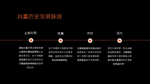 橙黑色中国美食川菜介绍PPT模板