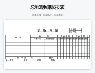 总账明细账报表