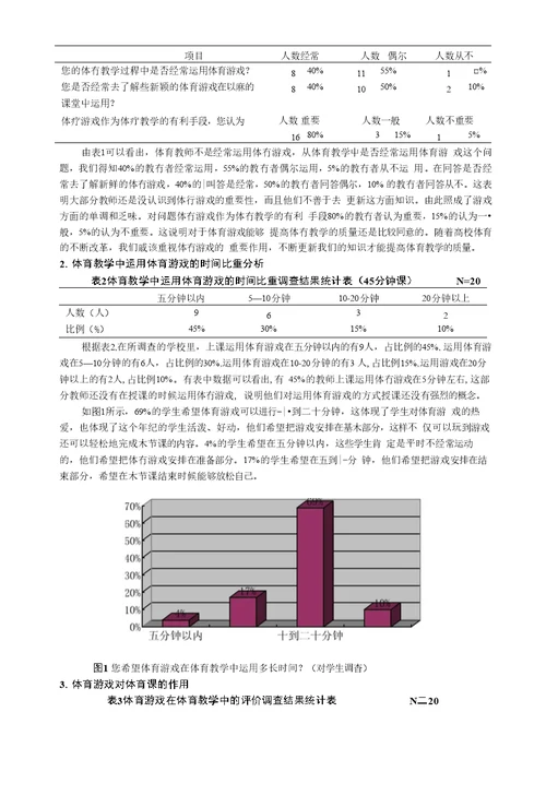 体育游戏在塘沽城区中小学体育教学中应用现状调查分析