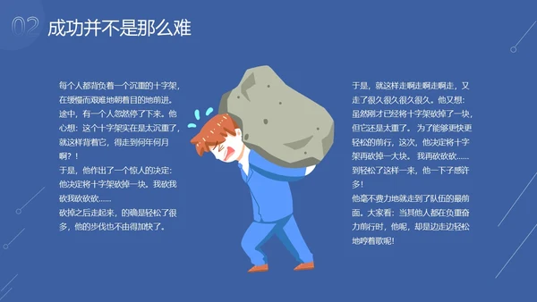 蓝色简约卡通插画坚持主题班会励志动态PPT