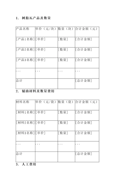 屋顶树脂瓦报价单