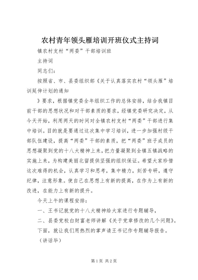 农村青年领头雁培训开班仪式主持词 (3).docx