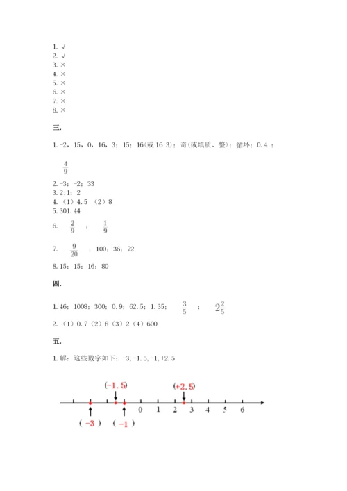 沪教版六年级数学下学期期末测试题（名校卷）.docx