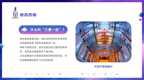 蓝色炫彩渐变卡通儿童中国航天三垂一远神州十六号发射成功PPT