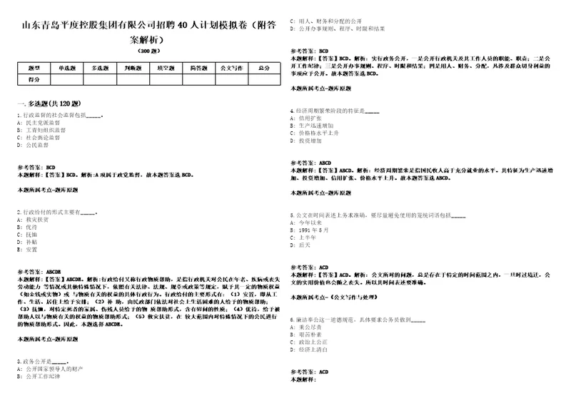 山东青岛平度控股集团有限公司招聘40人计划模拟卷附答案解析第0105期