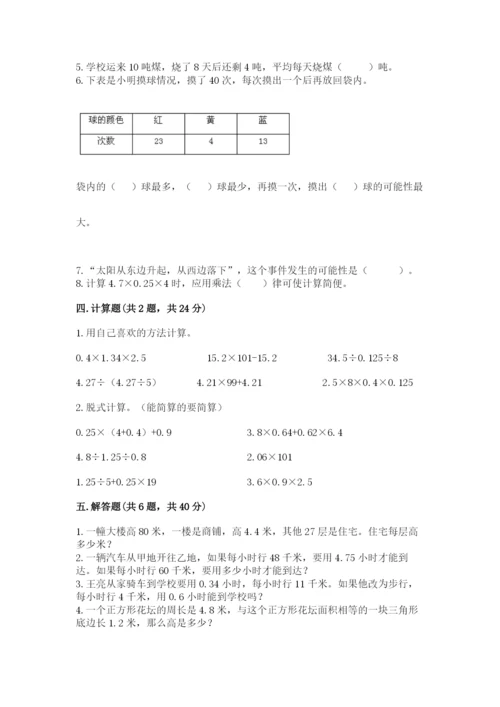 小学五年级上册数学期末考试试卷（考点提分）.docx
