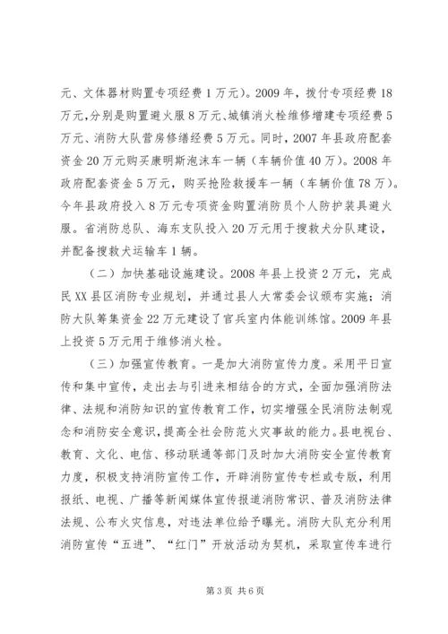 县消防大队消防工作汇报材料.docx