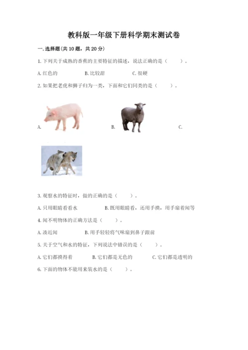 教科版一年级下册科学期末测试卷附参考答案【基础题】.docx