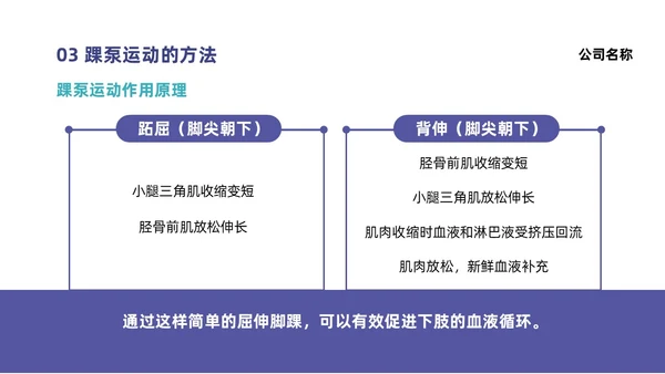 蓝色系紫色系简约风踝泵运动健康宣教培训ppt课件