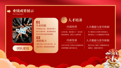 蛇年红色喜庆企业年终工作总结汇报PPT模板