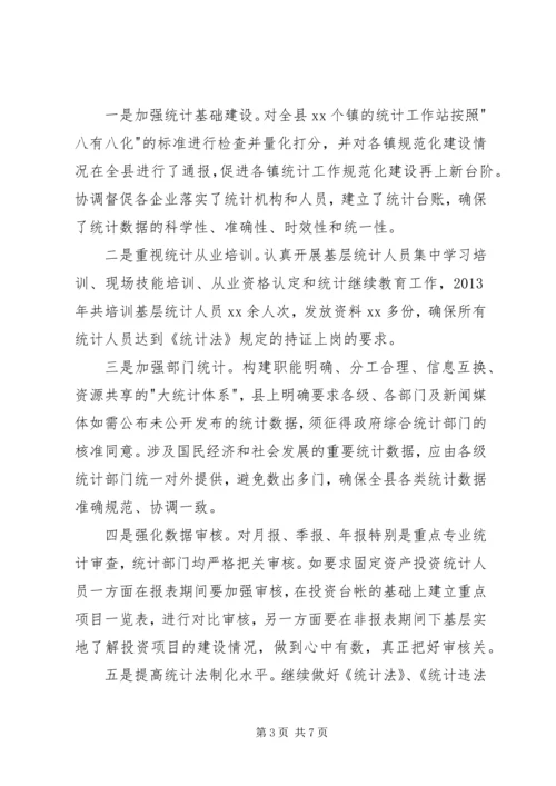 副县长在统计工作会议上的汇报发言.docx