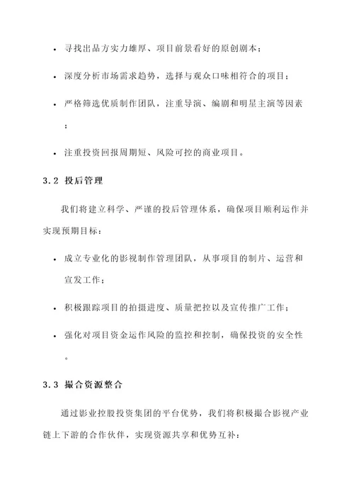 影业控股投资集团策划书