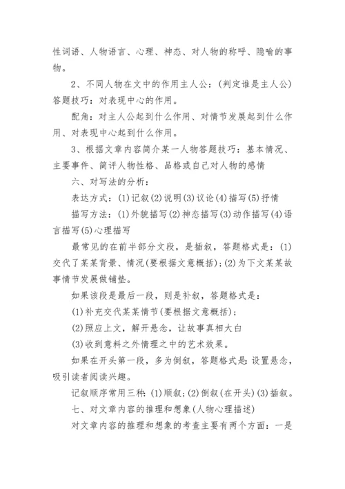 初中记叙文答题及技巧（精选）.docx