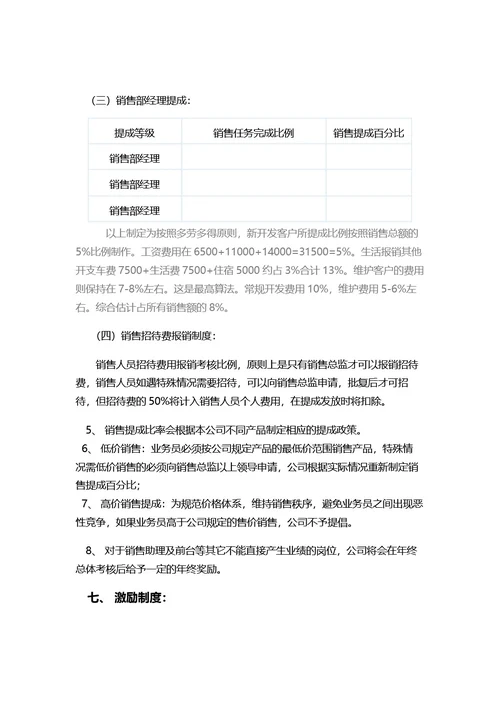 通用销售人员工资待遇及提成管理制度方案