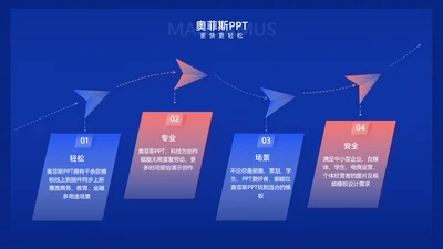 商务风蓝色并列关系4项