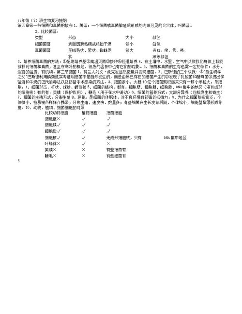 八年级上册生物期末复习重点