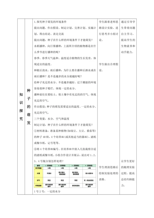 【大单元教学】人教版（2024）生物七下 3.1.1种子的萌发教学设计