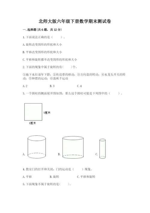 北师大版六年级下册数学期末测试卷及答案解析.docx