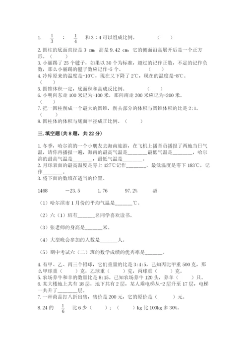 小学六年级下册数学期末卷及参考答案（达标题）.docx