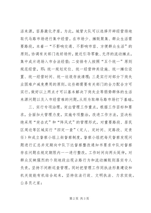 城管员消除占路经营工作心得.docx