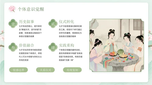 绿色中国风关于七夕传统爱情文化课程主题PPT模板