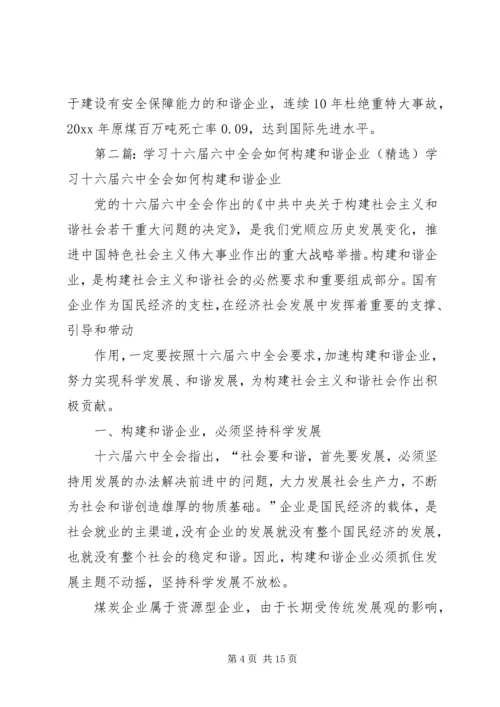 学习十六届六中全会如何构建和谐企业.docx