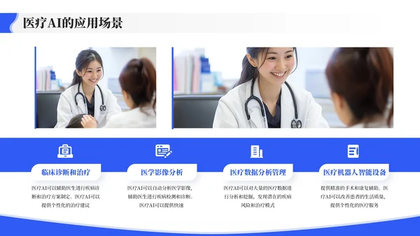 蓝色商务风全球医疗合作中的AI角色