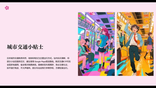 日式漫画风日本旅行攻略PPT模板