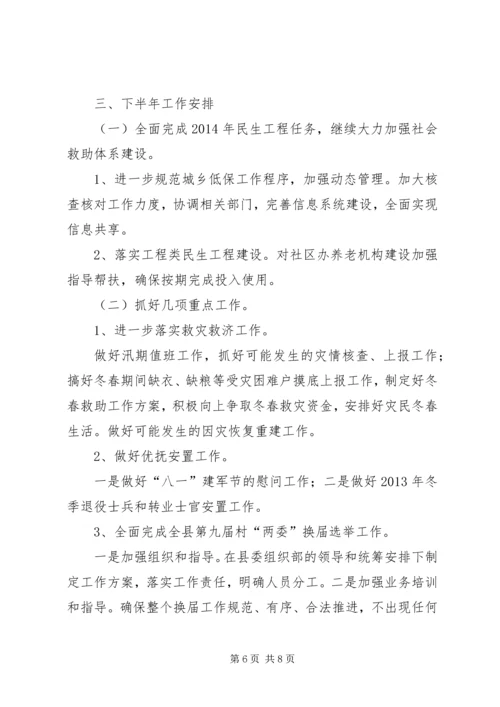 民政局上半年总结及下半年安排.docx