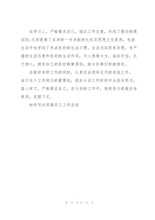 如何写试用期员工工作总结5篇.docx