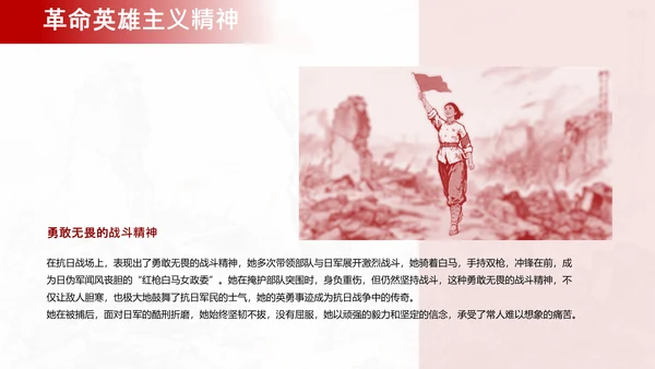 红色简约民族英雄赵一曼介绍PPT模板