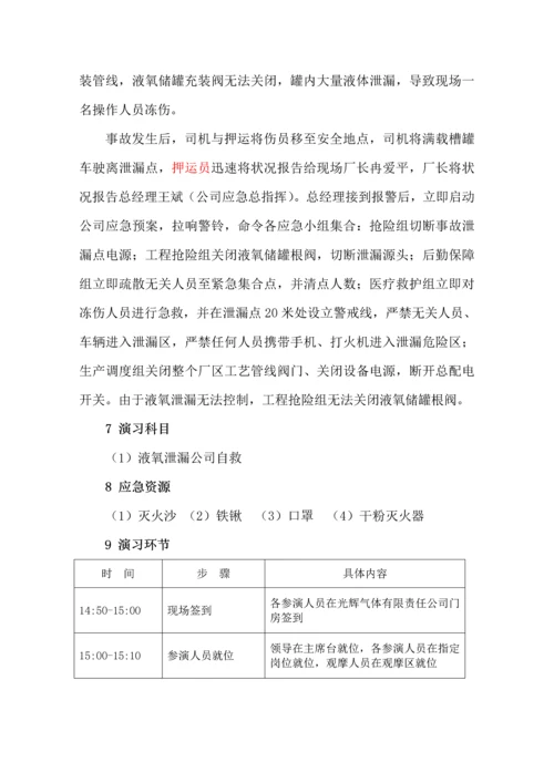 光辉气体液氧储罐泄露事故演练专题方案.docx