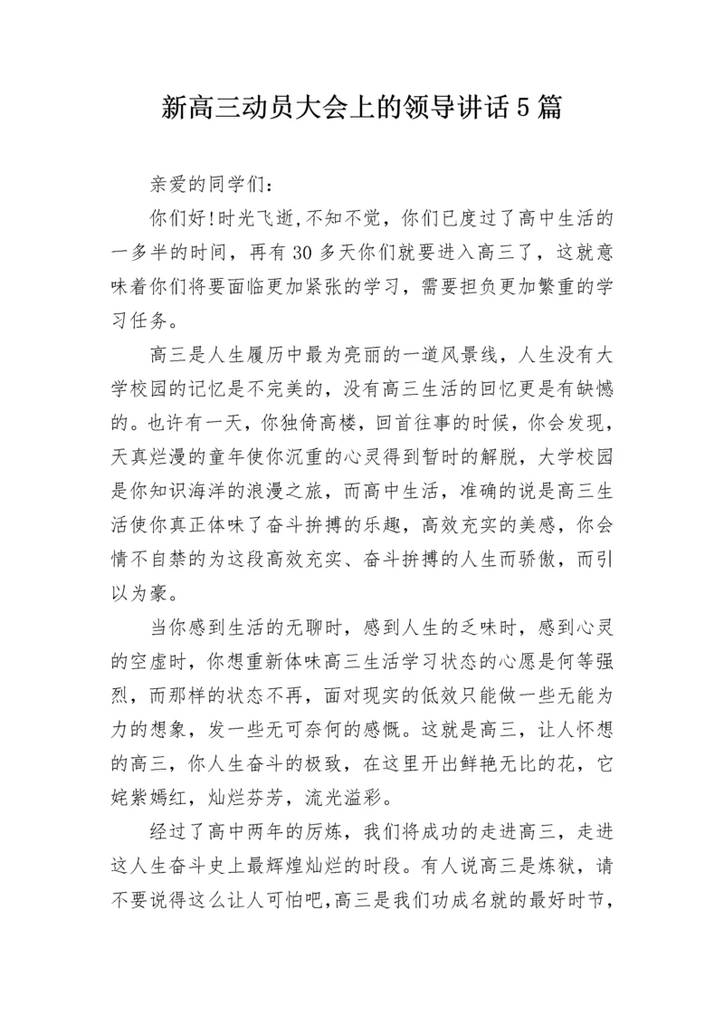 新高三动员大会上的领导讲话5篇.docx