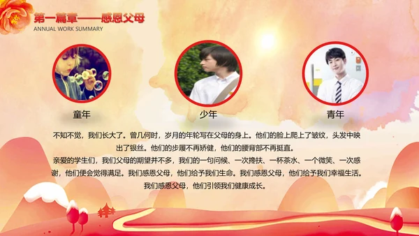 感恩父母老师主题班会通用PPT课件模板