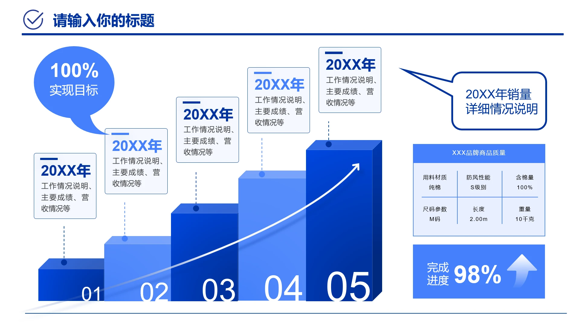 蓝色职场工作汇报历年数据增长趋势
