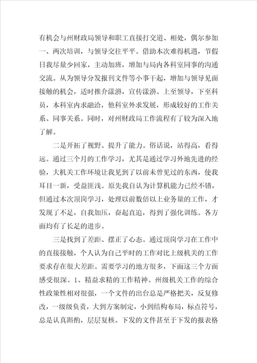 财政局顶岗学习体会