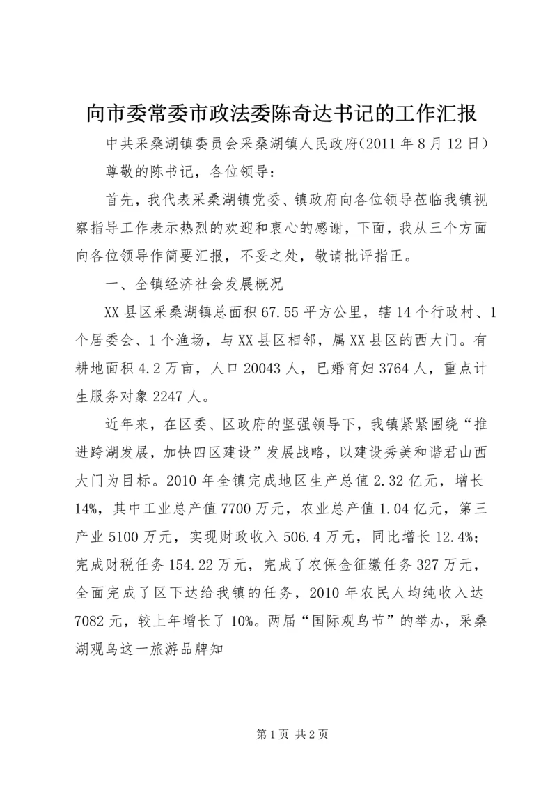 向市委常委市政法委陈奇达书记的工作汇报.docx