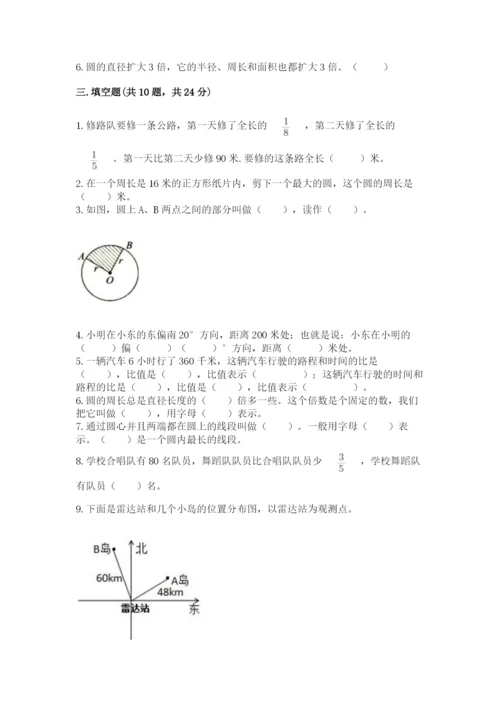 人教版六年级上册数学期末测试卷含答案（突破训练）.docx