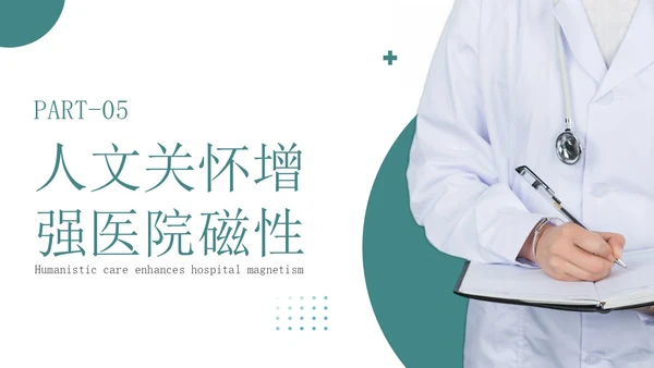 青绿色简约商务人文关怀与优质护理医务人员培训PPT模板