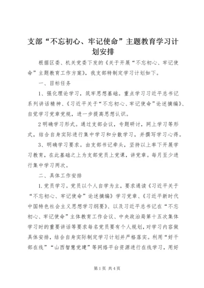 支部“不忘初心、牢记使命”主题教育学习计划安排.docx