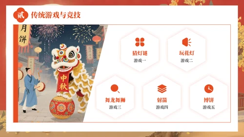 红色中国风中秋佳节的传统习俗与文化内涵PPT模板