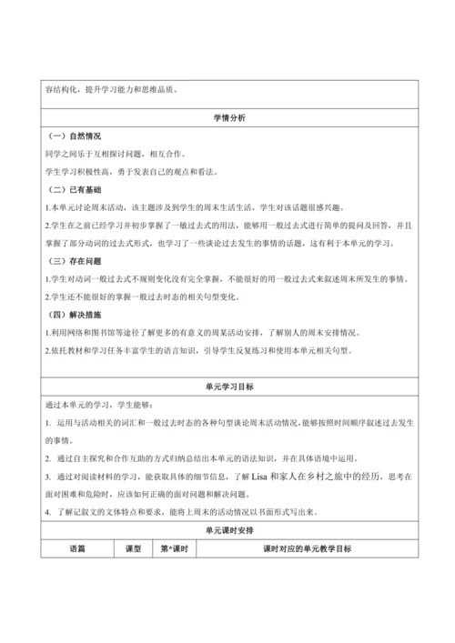 【新课标】人教七下 Unit 12 What did you do last weekend？ 大单