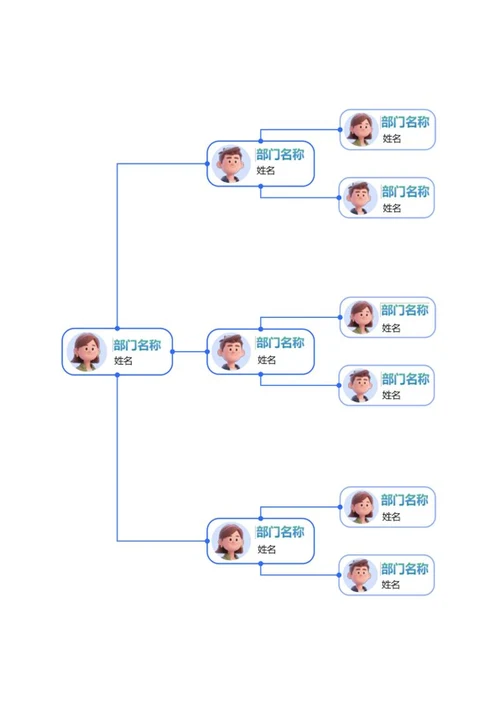 组织架构-蓝色简约竖版圆形word模板