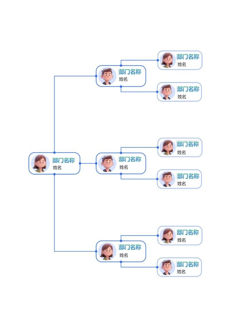 组织架构-蓝色简约竖版圆形word模板