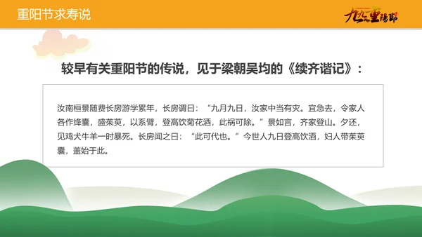 中国风卡通重阳节教学介绍PPT模板