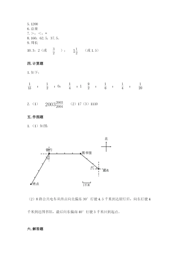 人教版六年级上册数学期末测试卷精品（综合题）.docx