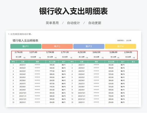 银行收入支出明细表