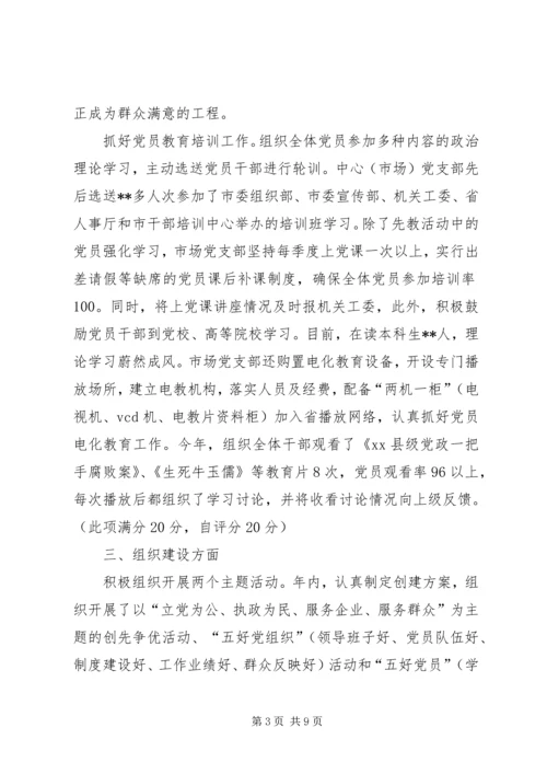 市人才市场党支部党建工作目标管理责任制执行情况汇报.docx