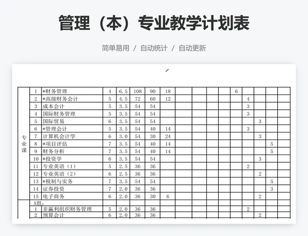 管理（本）专业教学计划表