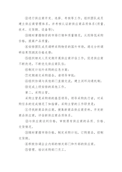 采购部的岗位职责及管理制度.docx